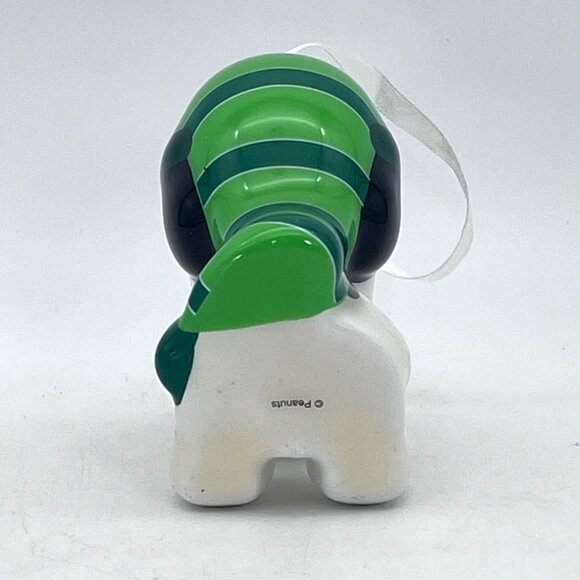 Peanuts Snoopy Plastic Christmas Tree Holiday Ornament 3.5" Green Stocking Hat - Picture 11 of 14